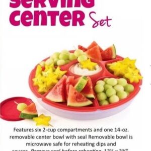 Tupperware Red Serving Center Set with Removable Bowl